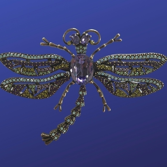 HEIDI DAUS “Trembling Brilliance” Dragonfly Pin Brooch, NWOB, Excellent - Picture 1 of 9